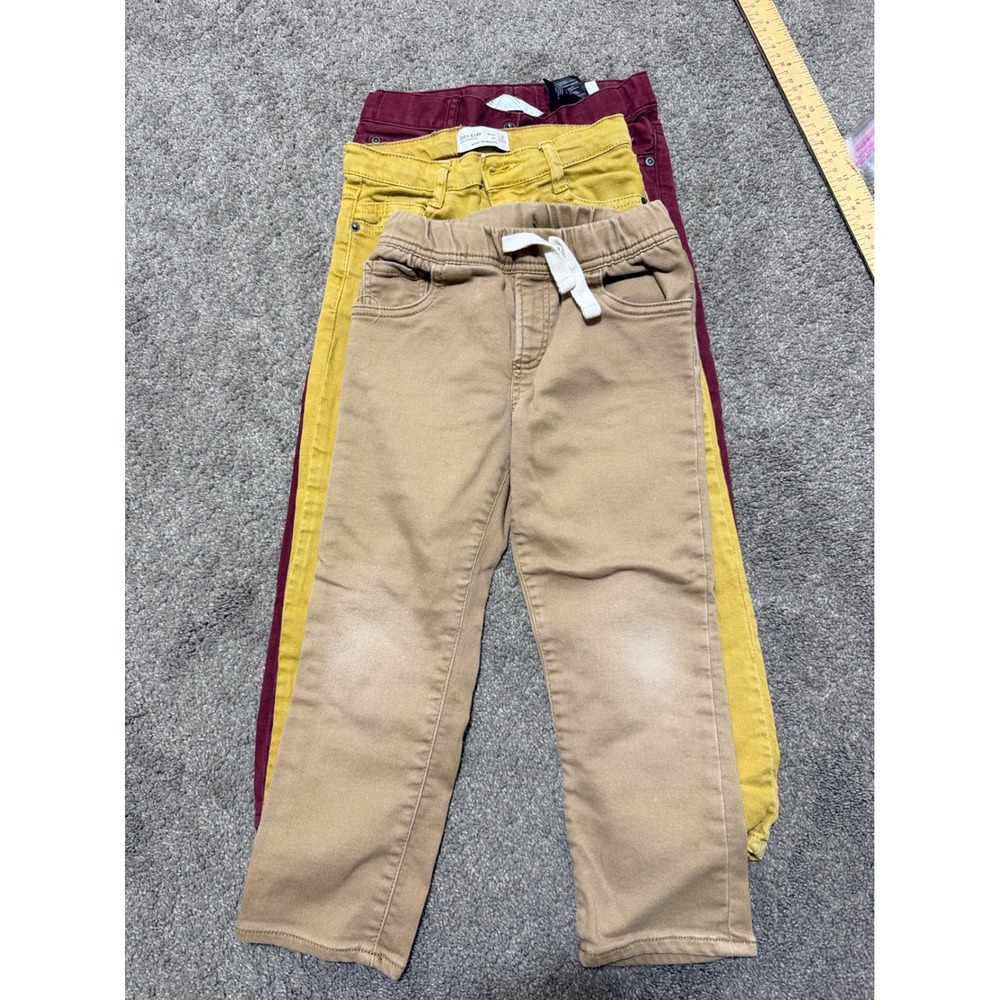 Zara Kids H&M Boys Slim Pants Bundle Size 5T 6 Yellow Burgundy Tan Chino Lot